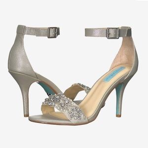 Never been worn. Silver blue by Betsy Johnson heel